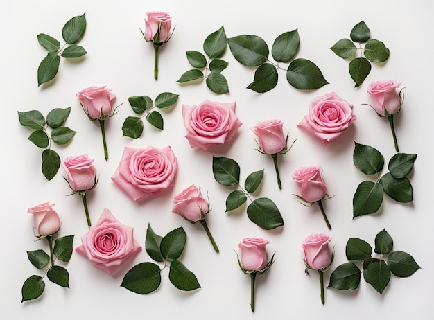 Цветочная композиция Рамка из сушеных цветов розы на белом фоне