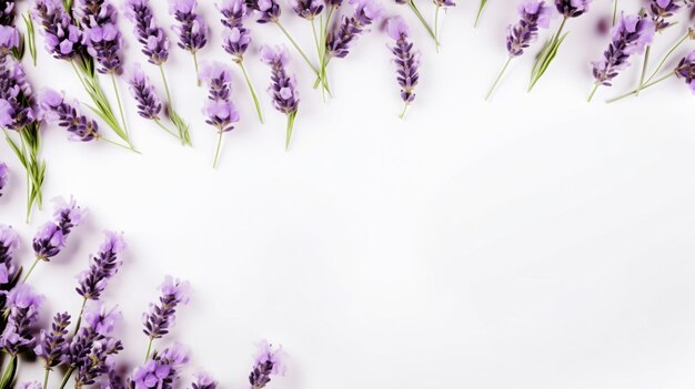 사진 신선 한 라벤더 꽃 으로 만든 꽃 구성 프레임