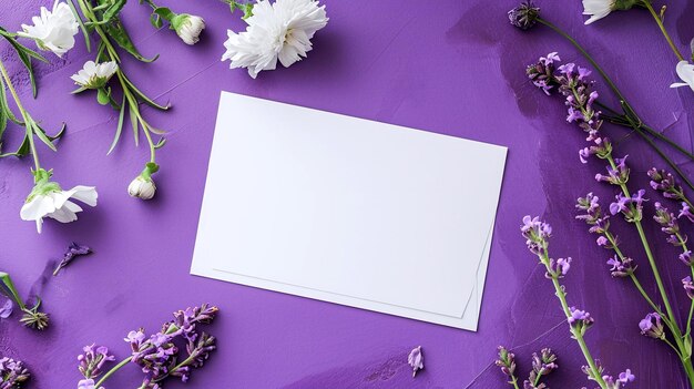 Foto composizione di fiori carta bianca su sfondo viola