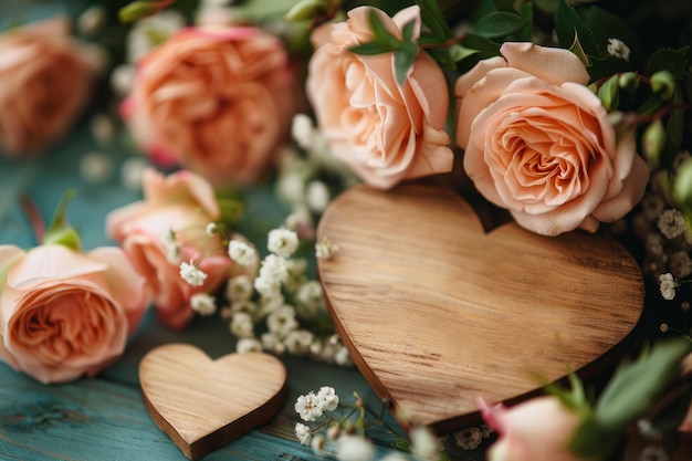 Flowers composition for Womens Day Pink flowers on old white wooden background ai generated