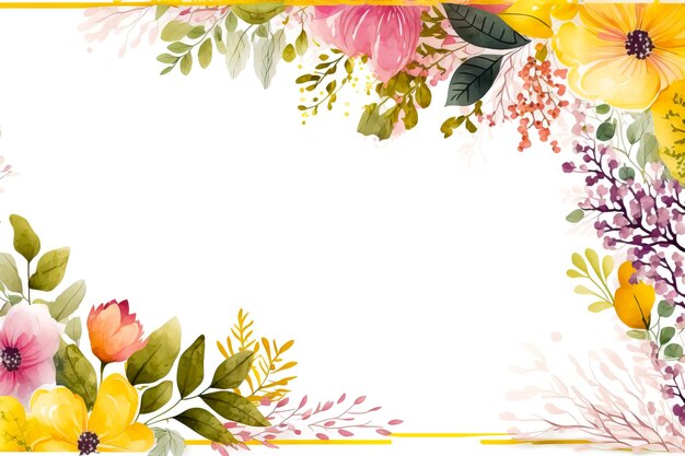 Flowers composition Wreath made of various colorful flowers on white background Easter spring summer concept Flat lay top view copy space Ai generative