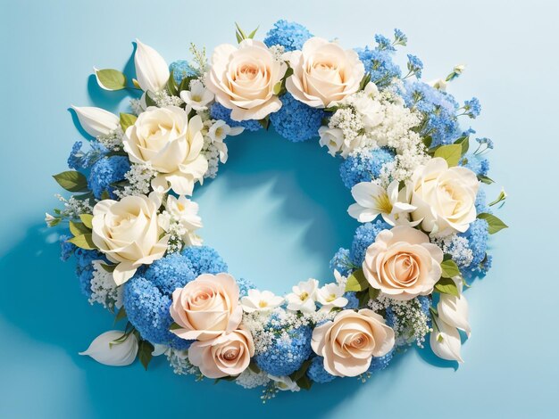 Flowers Composition Wreath Made of White Roses