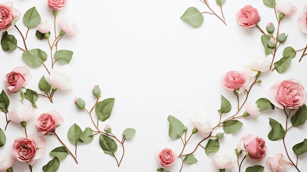 Flowers compositionpattern made of eucalyptus branch