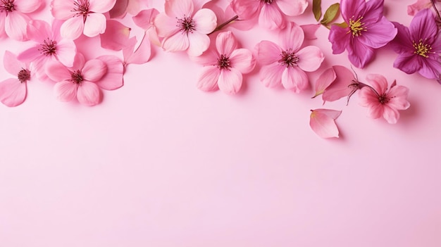 花の組成ピンクの背景にピンクの花