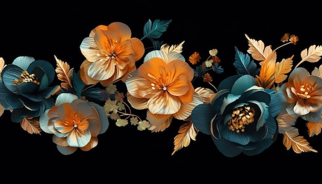 Flowers on a dark background Generative AI