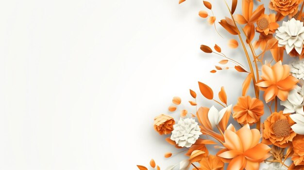 Flowers decoration on white free space background