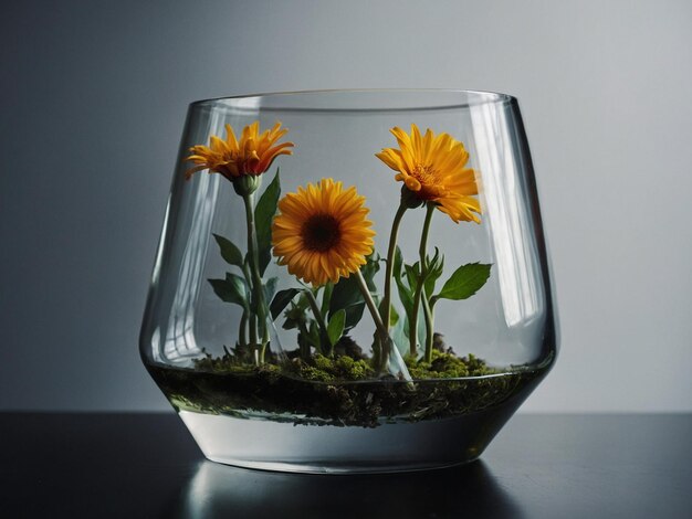 Flowers encased in glass