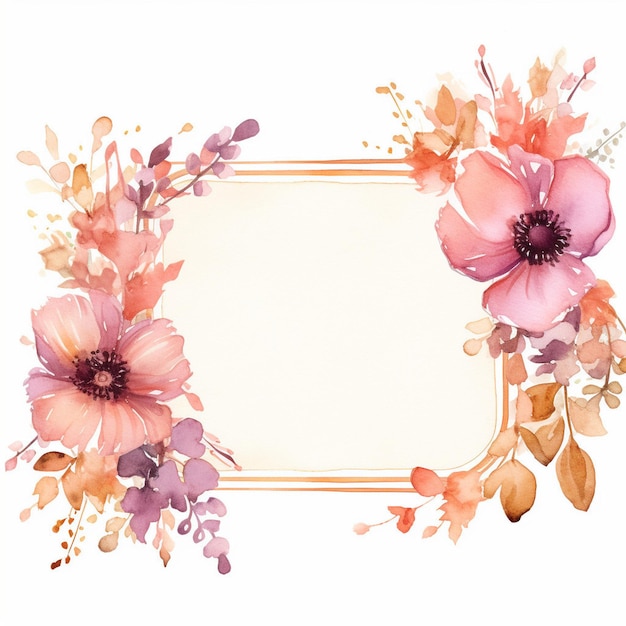 Flowers frame design white background