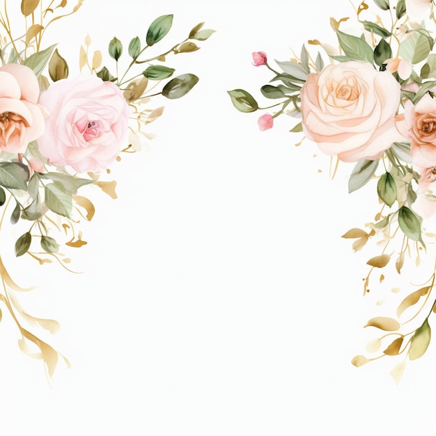 Photo flowers frame design white background