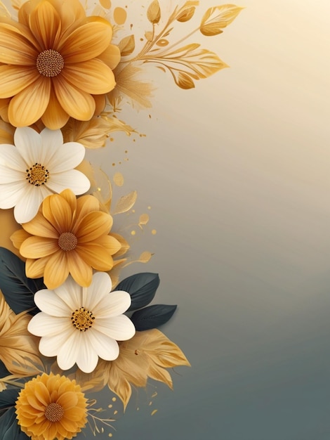 Flowers frame with gradient background