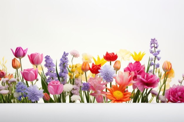 Flowers in a frame with a white background