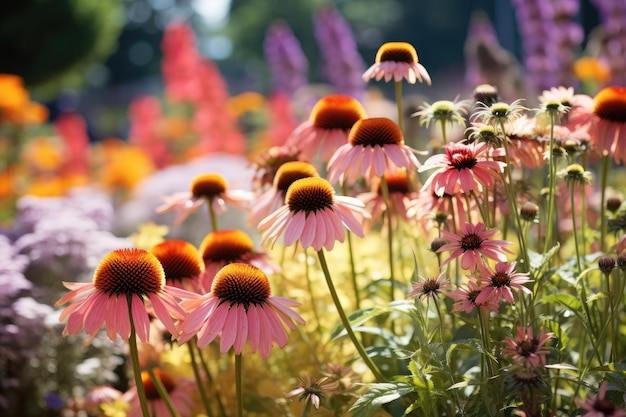 背景をぼかした写真の庭の花