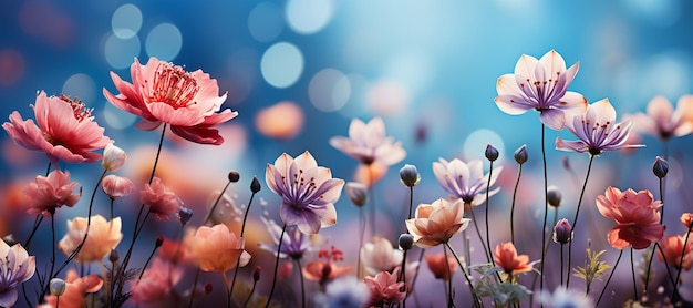 flowers in the garden with the sun behind them