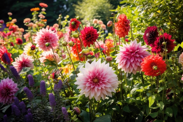 庭の景色を望む庭の花