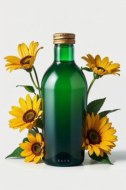 Photo flowers glass bottle decoration closeup beautiful creative wallpaper background illustration