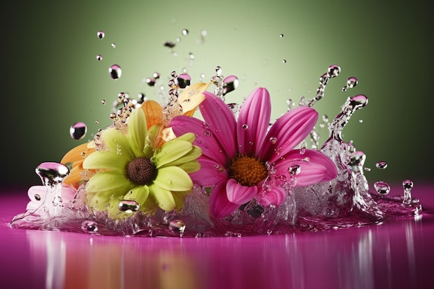 Foto fiori in un bicchiere d'acqua