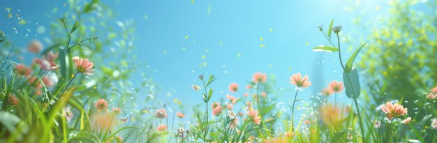 flowers and grass in the spring time