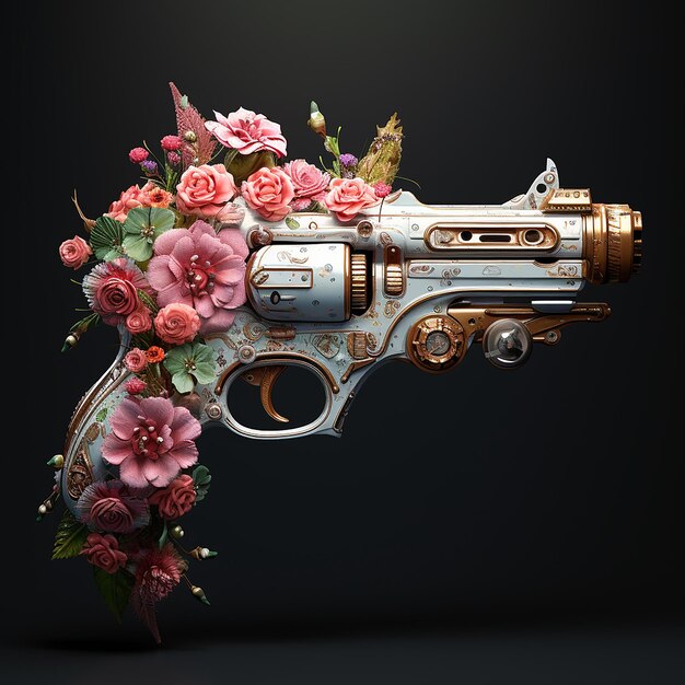 Цветы на концепции пистолета
