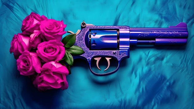 Flowers on a gun concept