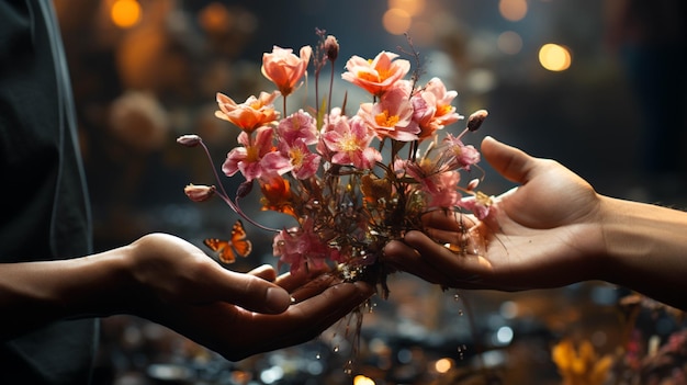 flowers on hand