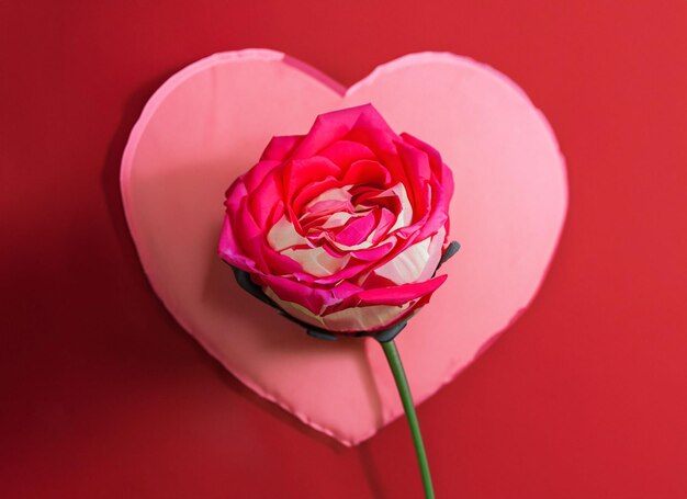 Flowers heart with red background