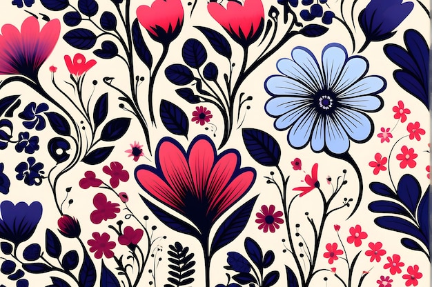 Flowers illustration abstract background drawn flowers