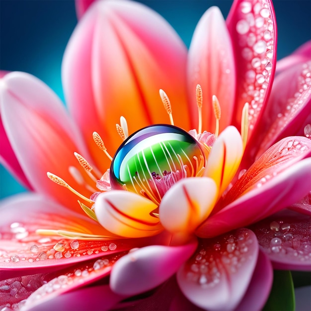 Flowers illustration super realistic style miki asai macro photography close up hyper detailed
