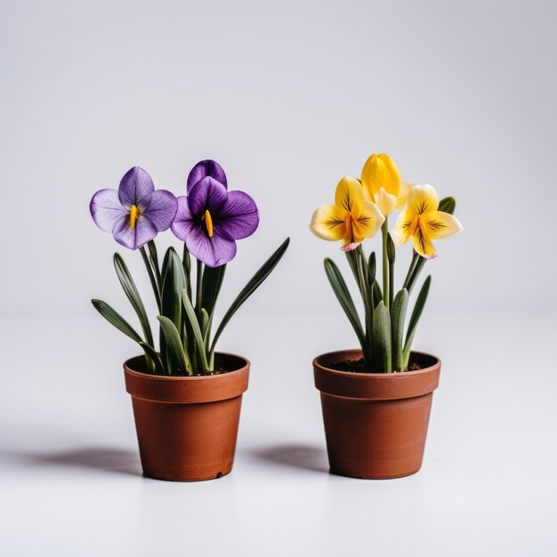 写真 白い背景のポットの花