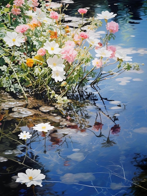 写真 人による水の中の花