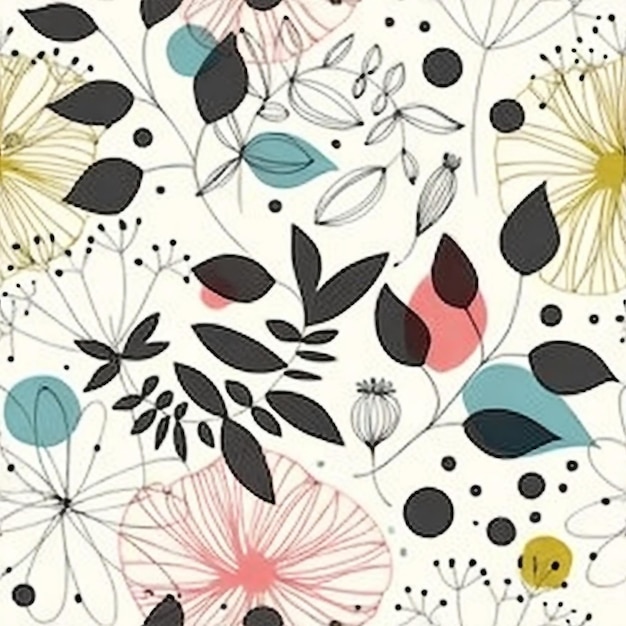 flowers leaf seamless pattern design