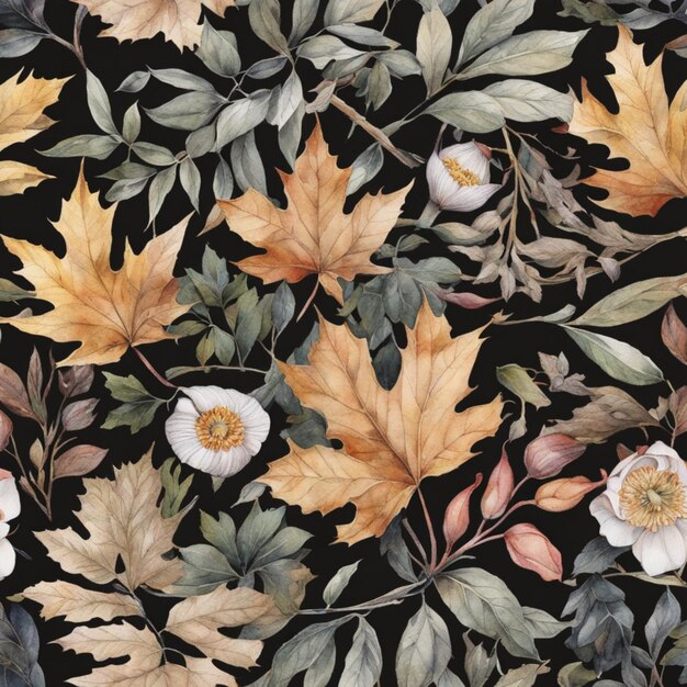 flowers and leaves pattern