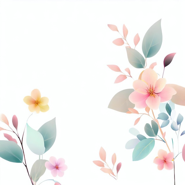 flowers and leaves on a white background