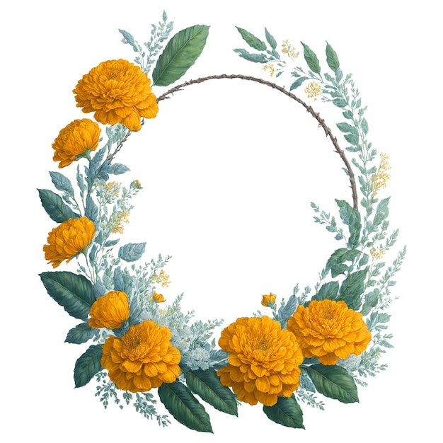 Flowers and leaves wreath design floral nature plant ornament garden decoration and botany theme