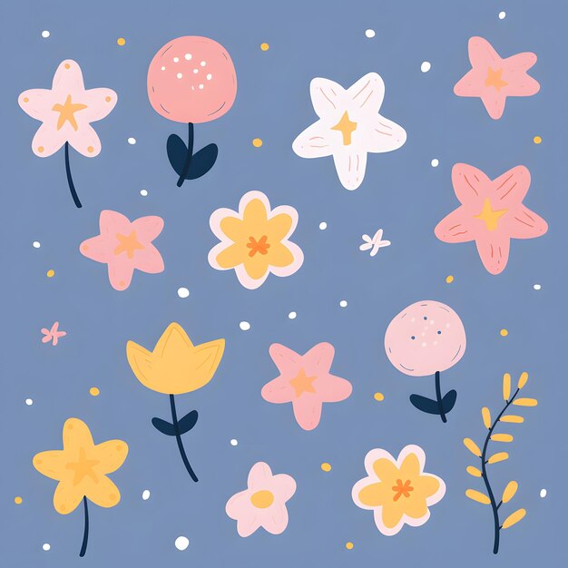 flowers light blue pastel background simple