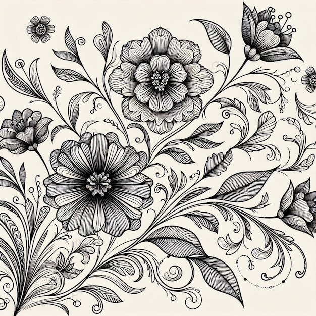 Photo flowers line art