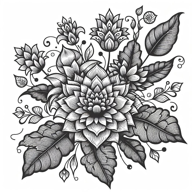 Flowers line art