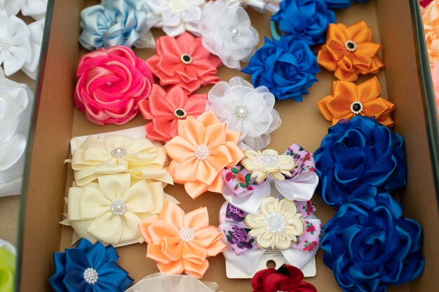 Flowers made of hair fabric hair clips of different colors fabric products for decoration