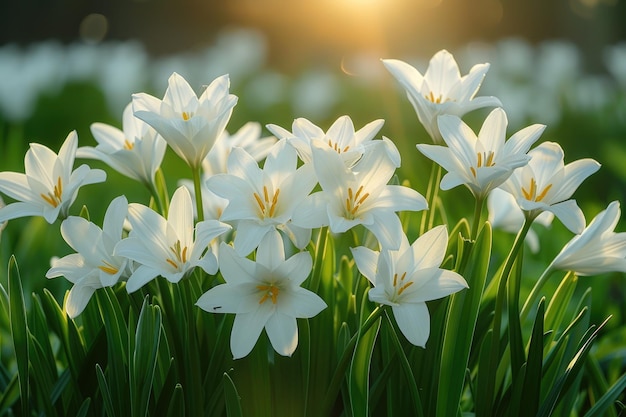 봄의 빛에서 아침 식물의 꽃 전문 사진