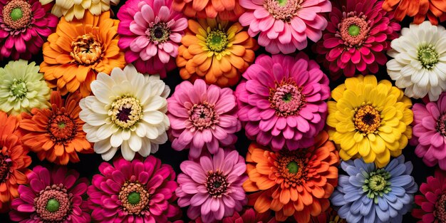 多色のジニア 自然の鮮やかなパレット 花の美しさ