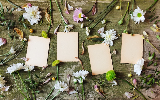 Foto fiori su fogli di quaderno