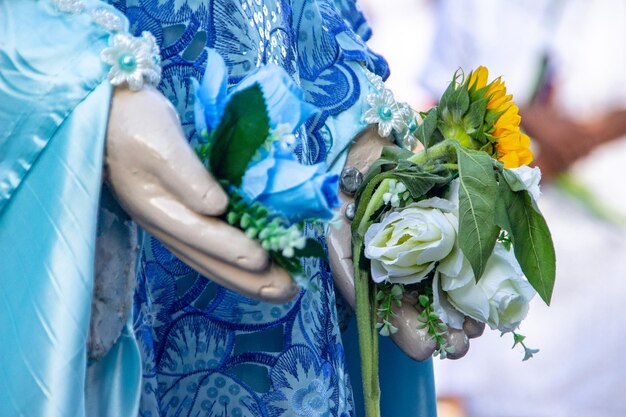 Flowers offered to iemanja during a party