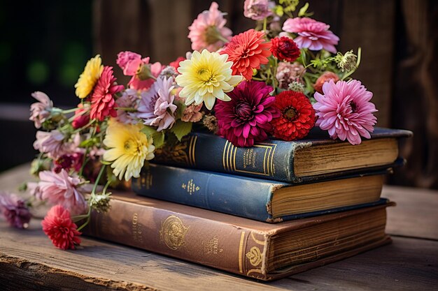 Foto fiori su un vecchio libro .