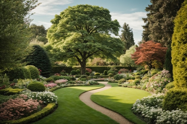 Photo flowers in an outdoor garden setting