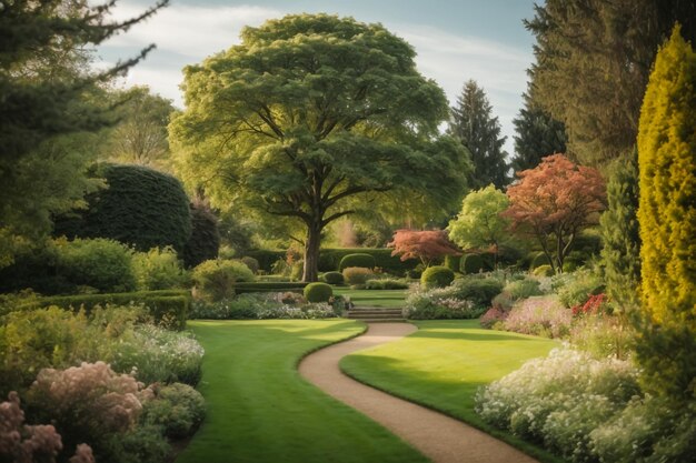 Photo flowers in an outdoor garden setting