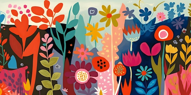 Flowers pattern hand painting style colorful background