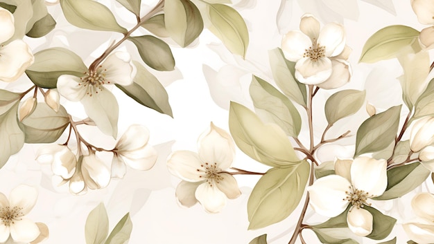 Flowers pattern watercolor style background