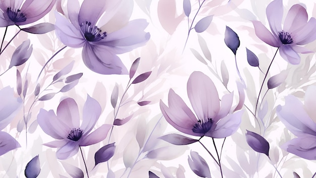 Flowers pattern watercolor style background