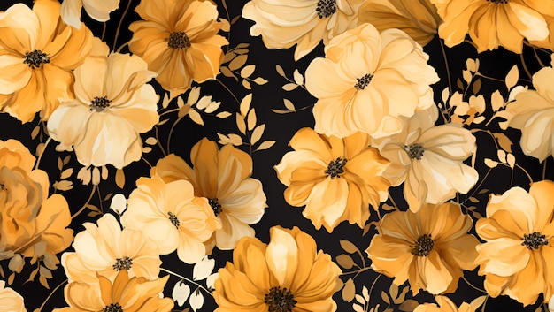 Flowers pattern watercolor style background