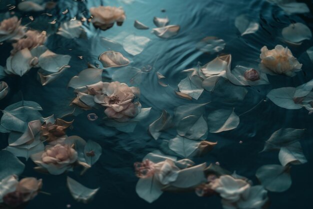 Photo flowers petals on water ai generated