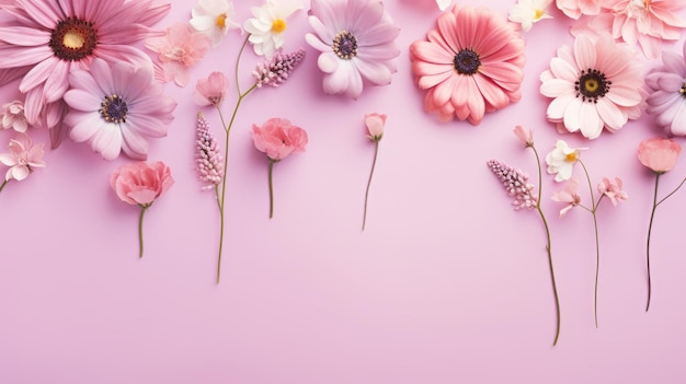 flowers on pink background